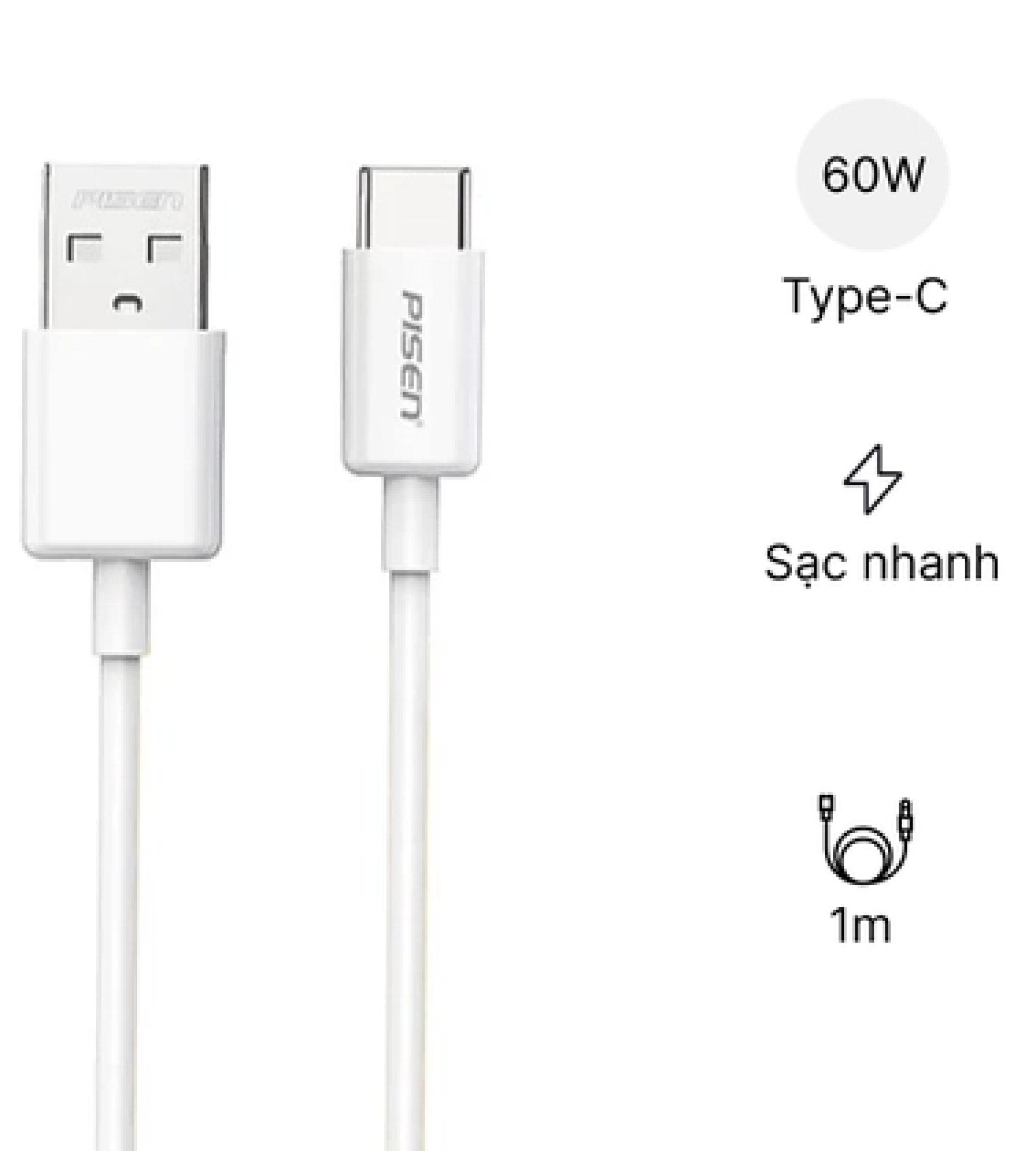 Cáp USB iPhone chính hãng Pisen